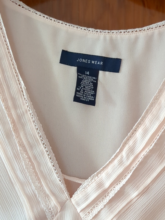 Jones Wear Tops - 3 for $30 Jones Wear Light Blush V-Neck Pleated Blouse